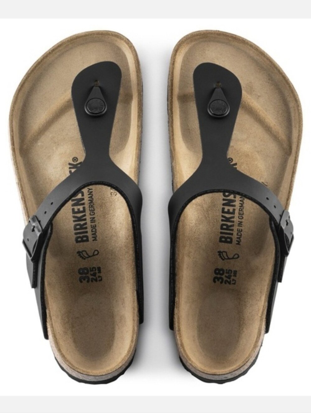 Birkenstock Gizeh Black Leather Sandals Sz 36 L5 - Picture 2 of 15